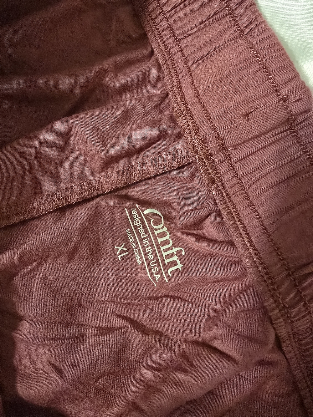 Comfrt - Adult's Pull-On Casual Shorts in Burgundy, Sage & Tan - Set of 3 - Picture 10 of 10